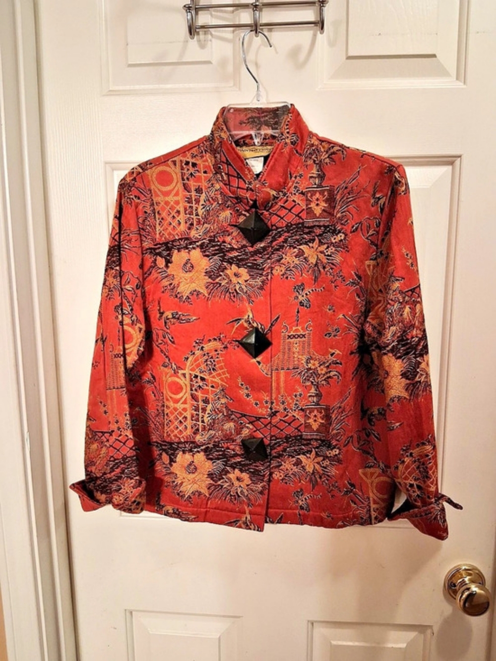 Painted Pony Asian Print Button Front Jacket Size Medium